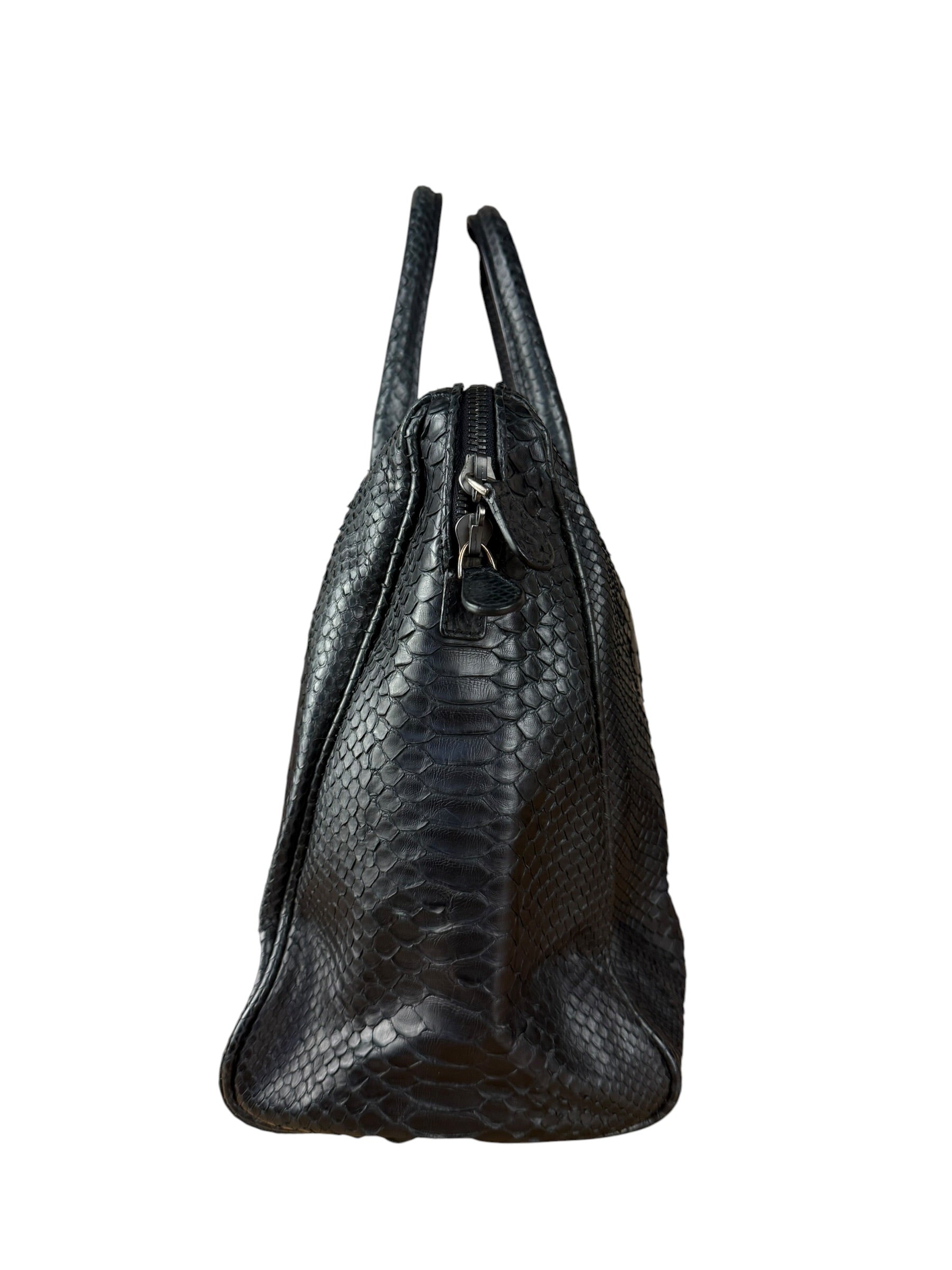 Bottega Veneta Black Snake Leather Brief Case