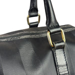 Fendi Grey/Black Leather Striped Boston Bag