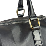 Fendi Grey/Black Leather Striped Boston Bag