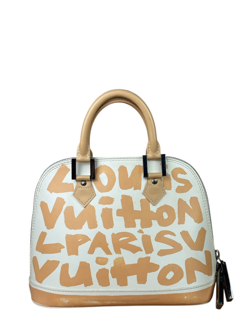 Louis Vuitton White/Beige Graffiti Alma Handbag PM