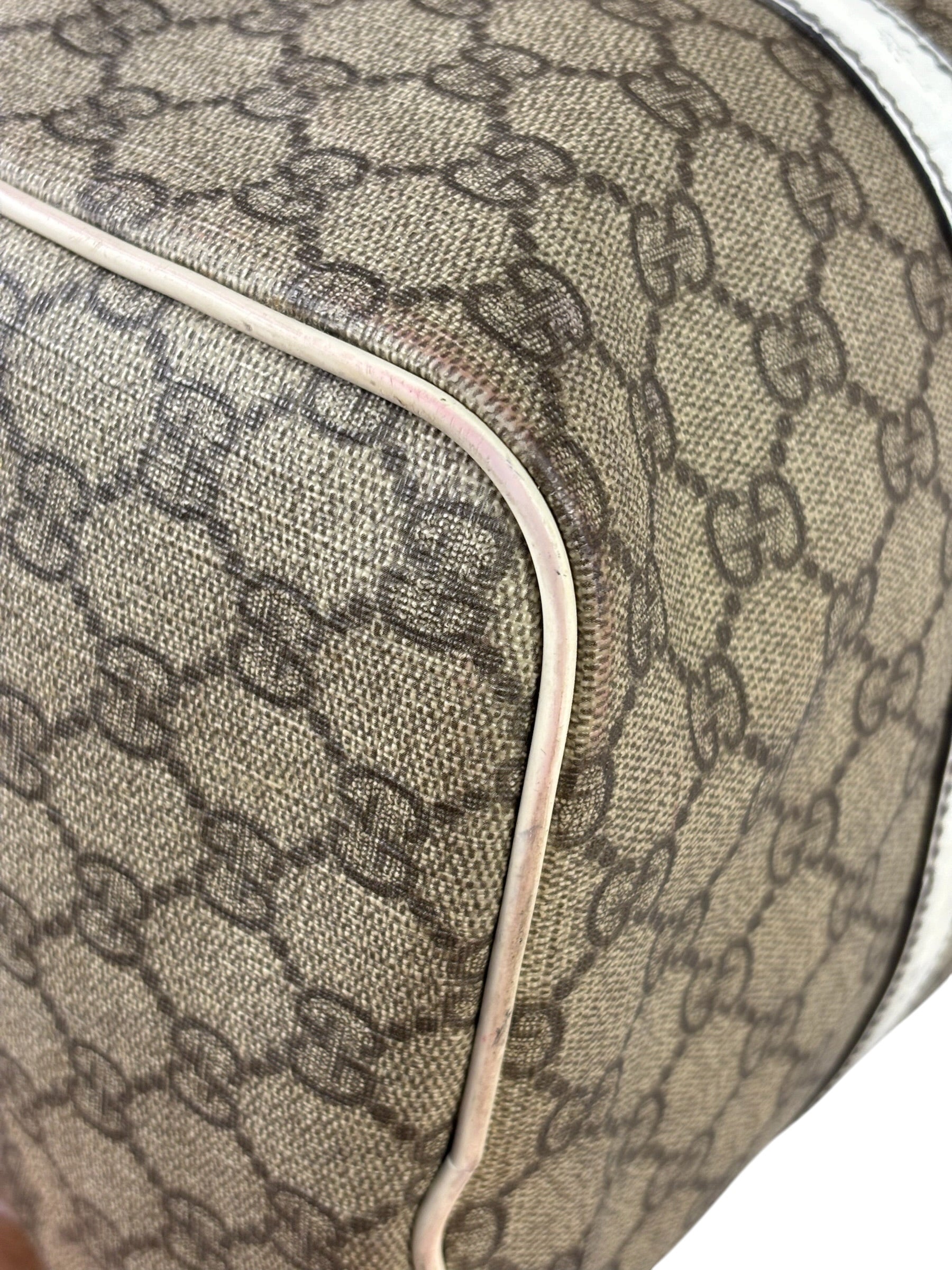 Gucci Beige/White Leather Trim GG Joy Boston Bag