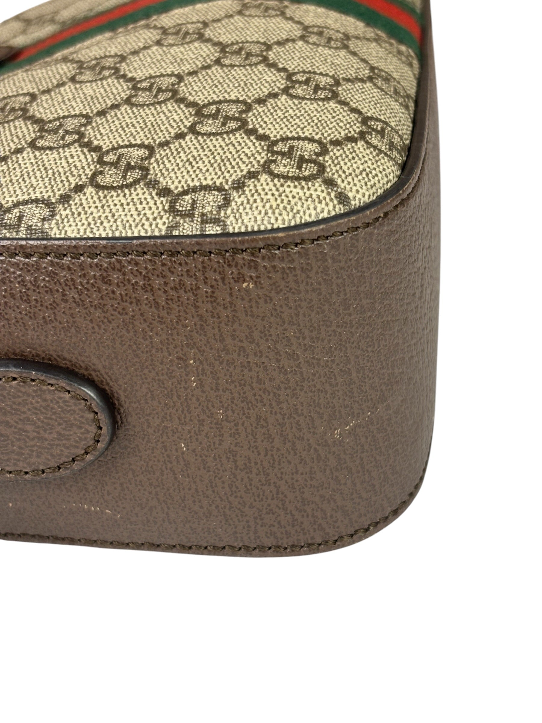 Gucci Beige GG Supreme Ophidia Camera Bag