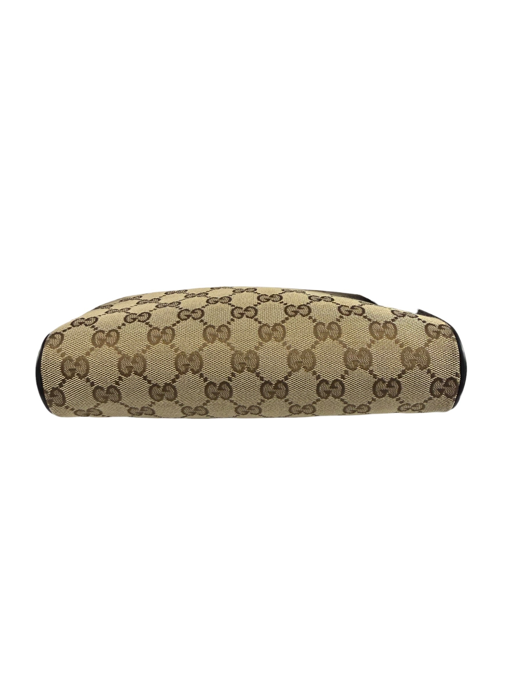 Gucci Brown Leather Trim GG Canvas Belt Bag
