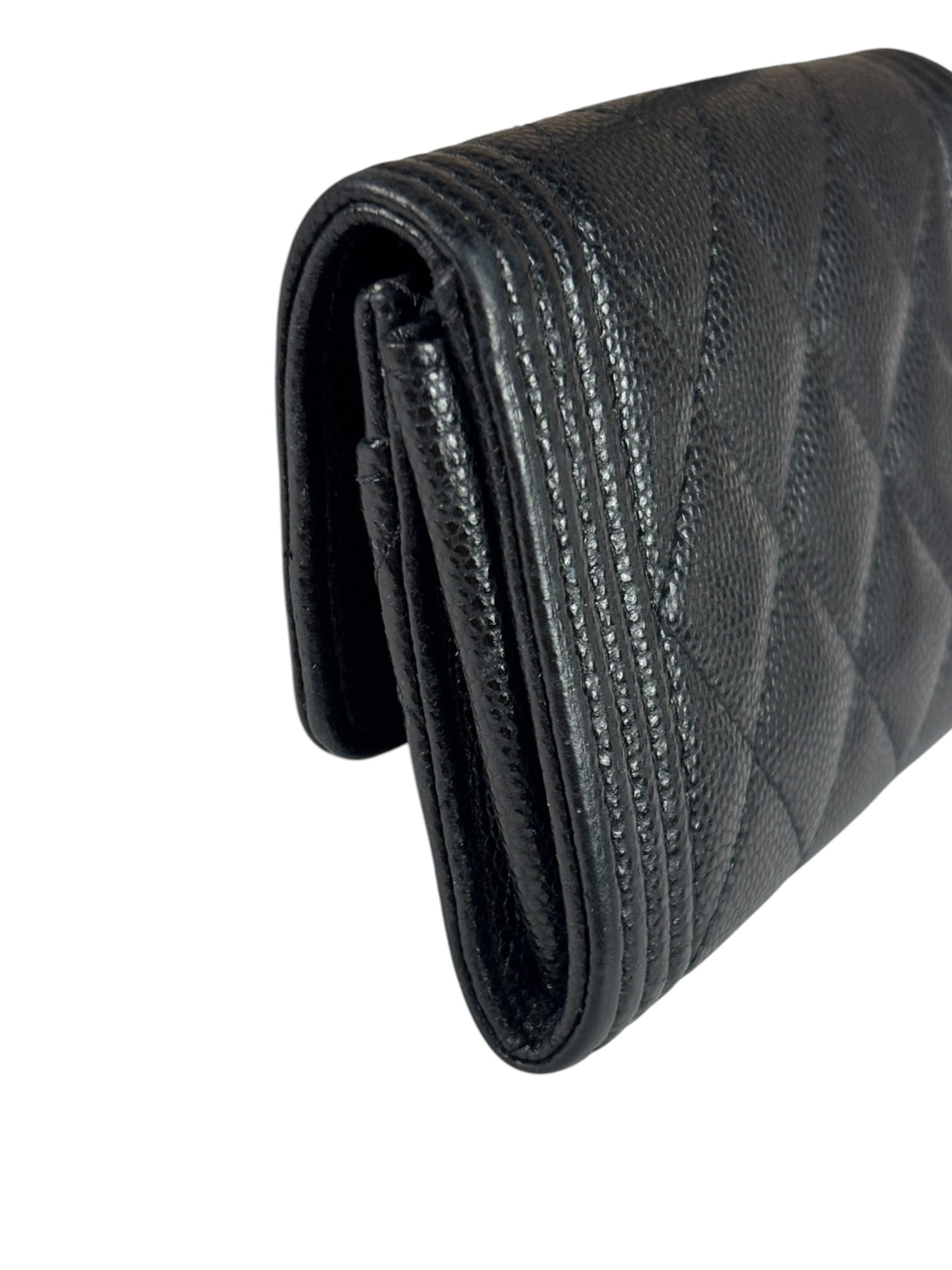 Chanel Black Calfskin Quilted Flap Coin/Card Holder