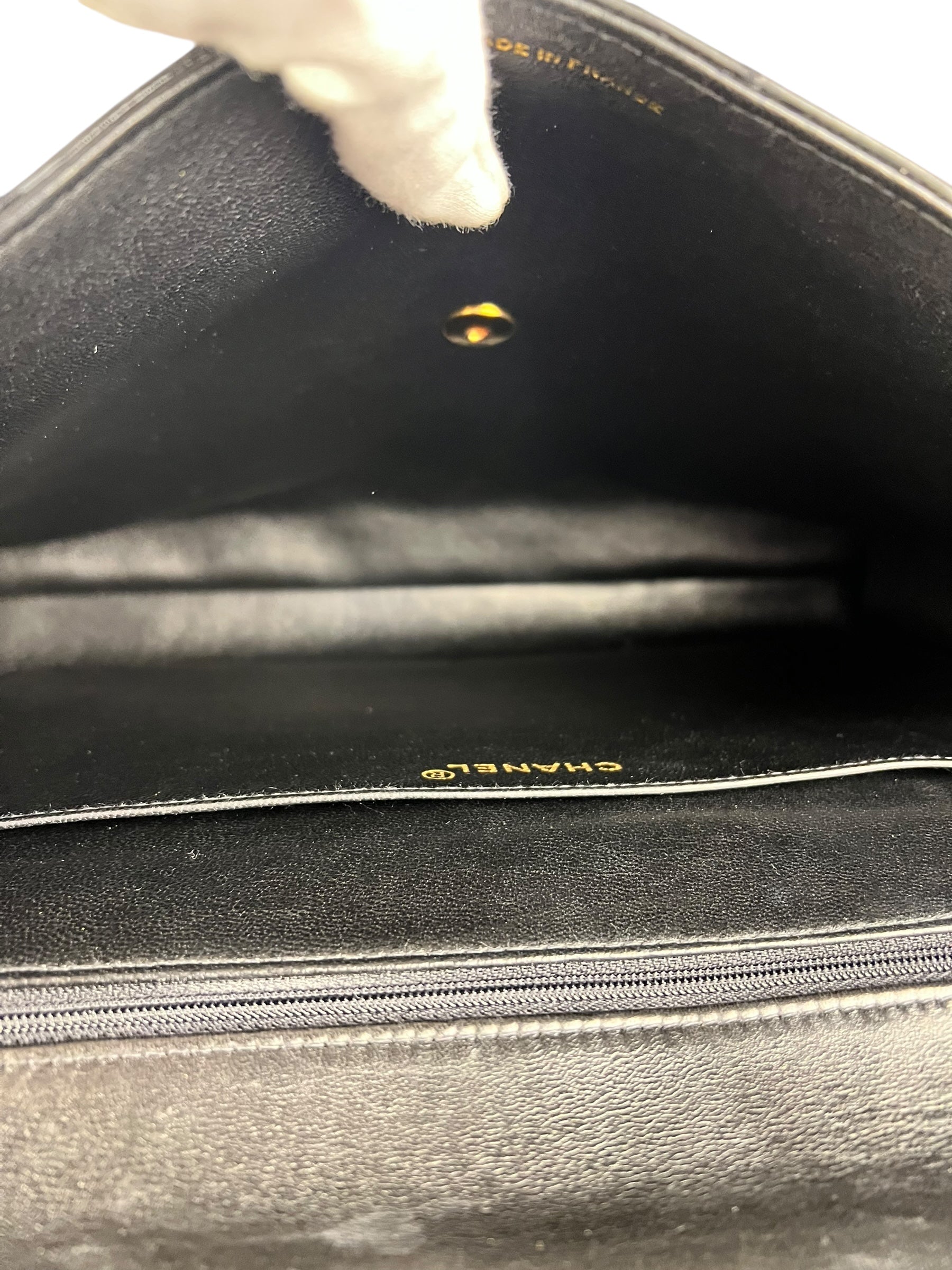 Chanel CC Black Patent Quilted Flap Briefcase Handbag '95