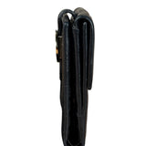 Fendi FF Black Canvas Leather Trim Compact Wallet