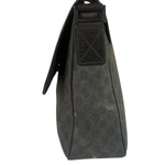 Gucci Grey/Black Leather GG Supreme Messenger Bag