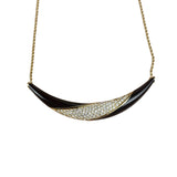 Christian Dior Black Enamel & Pave Rhinestone Crescent Chocker Necklace
