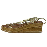 Jimmy Choo Brown Drive Metallic Wedge Espadrille Sandals