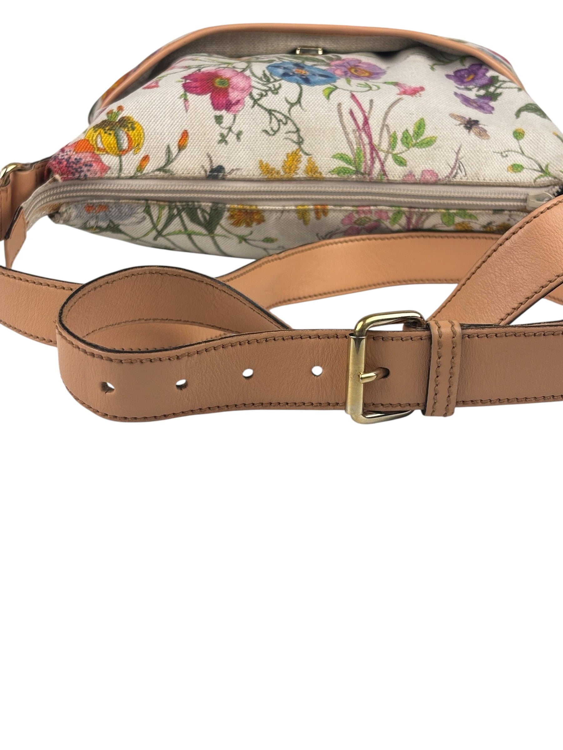 Gucci Vintage Leather/Canvas Blooms Crossbody