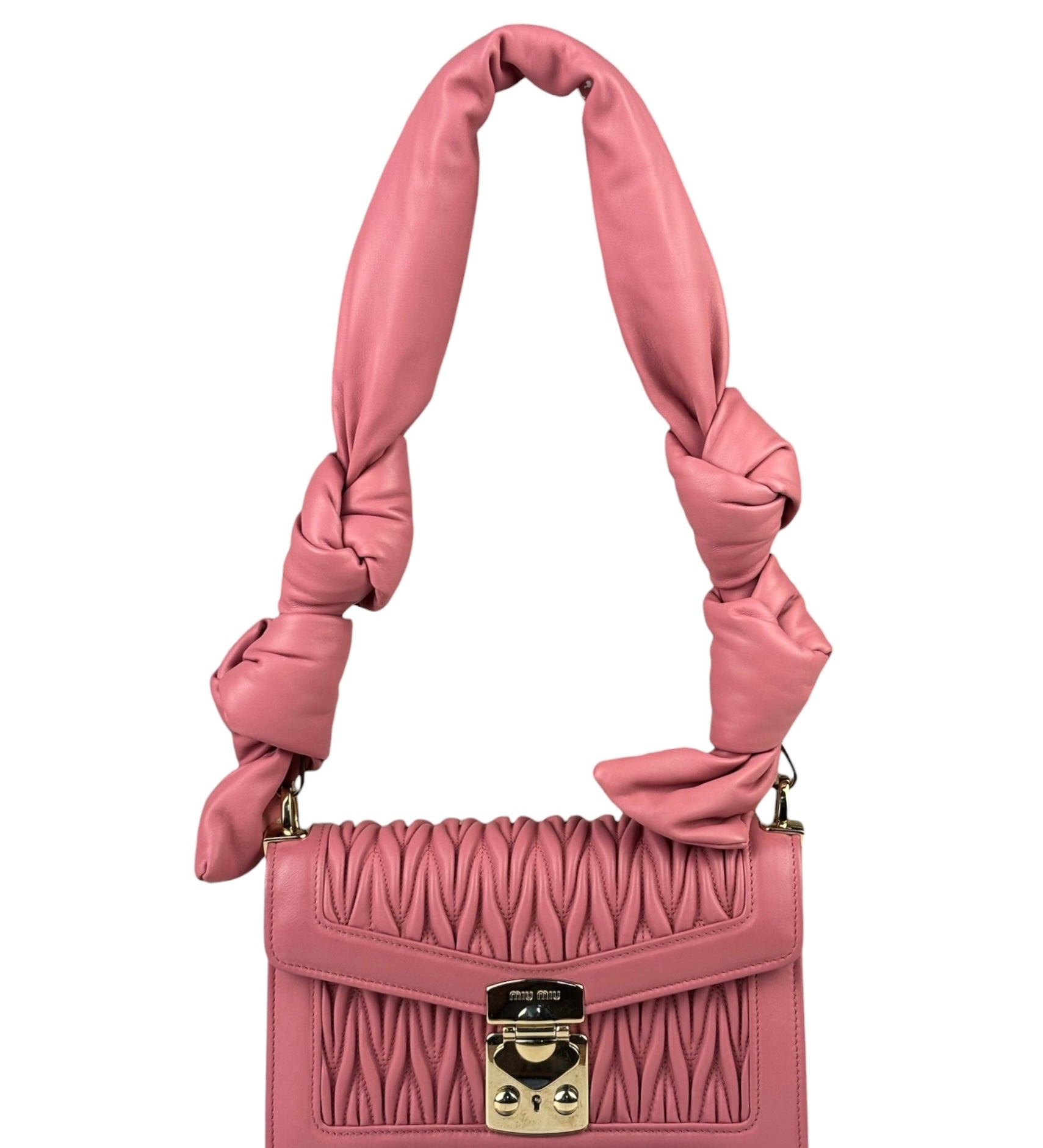 Miu Miu Pink Confidential Nappa Matelassè Leather Shoulder Bag