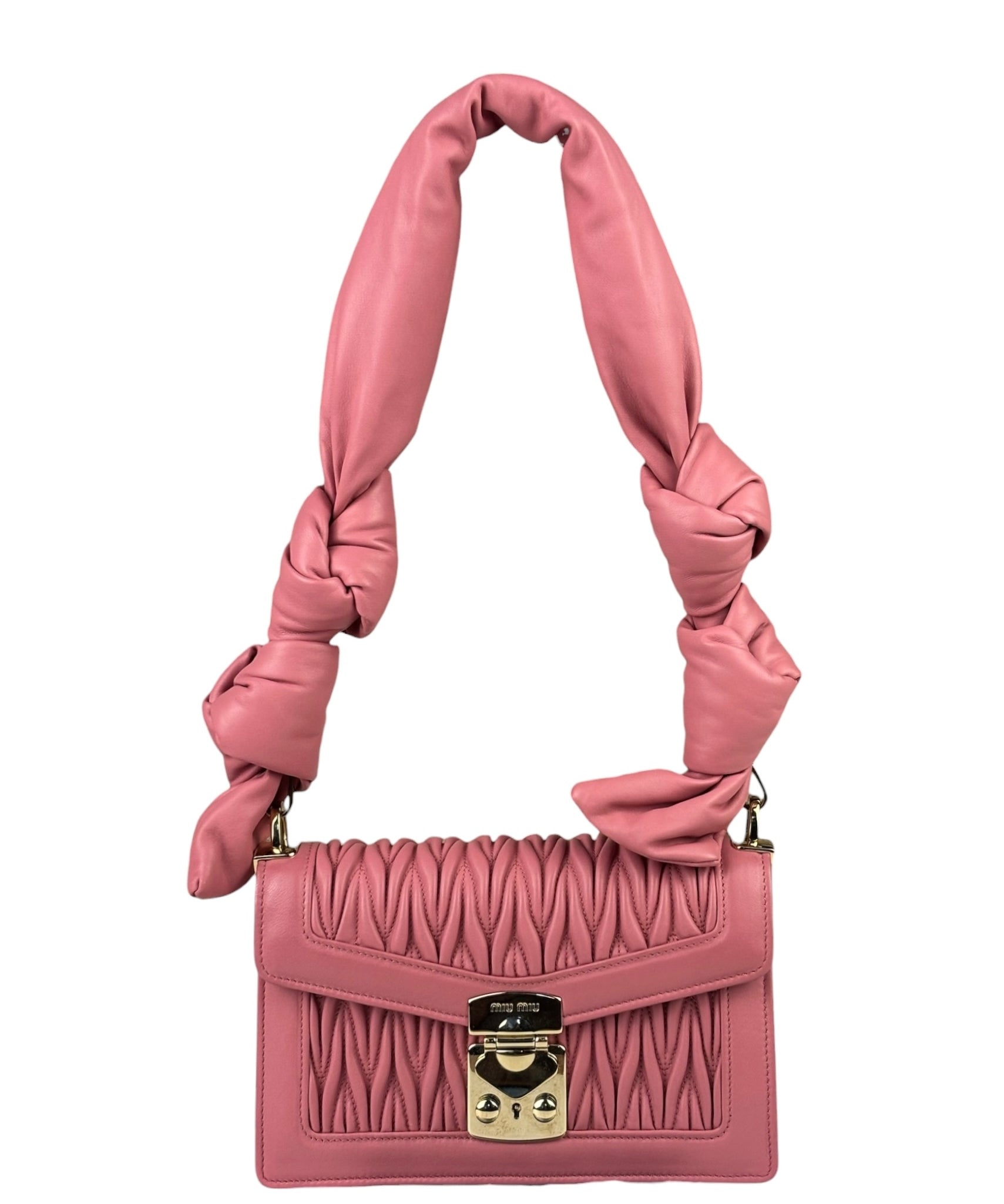 Miu Miu Pink Confidential Nappa Matelassè Leather Shoulder Bag