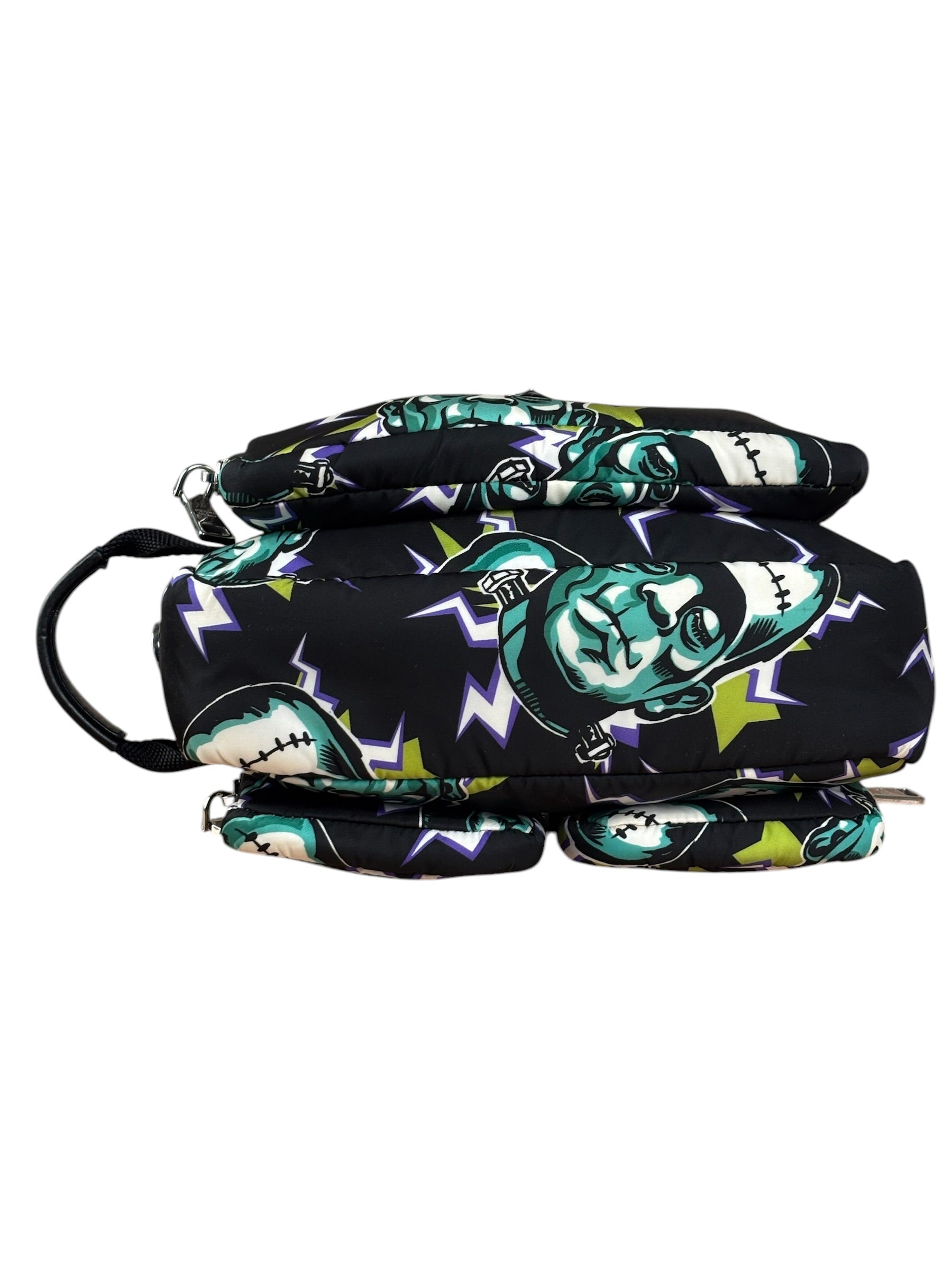 Prada Multicolor Nylon Leather Trim Frankenstein Print Pouch