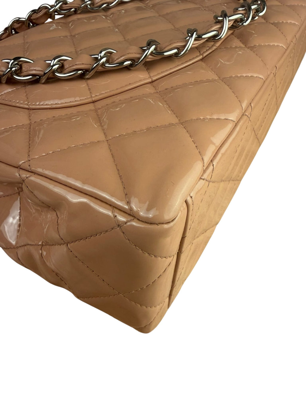 Chanel Patent Nude Quilted Jumbo Flap 2011