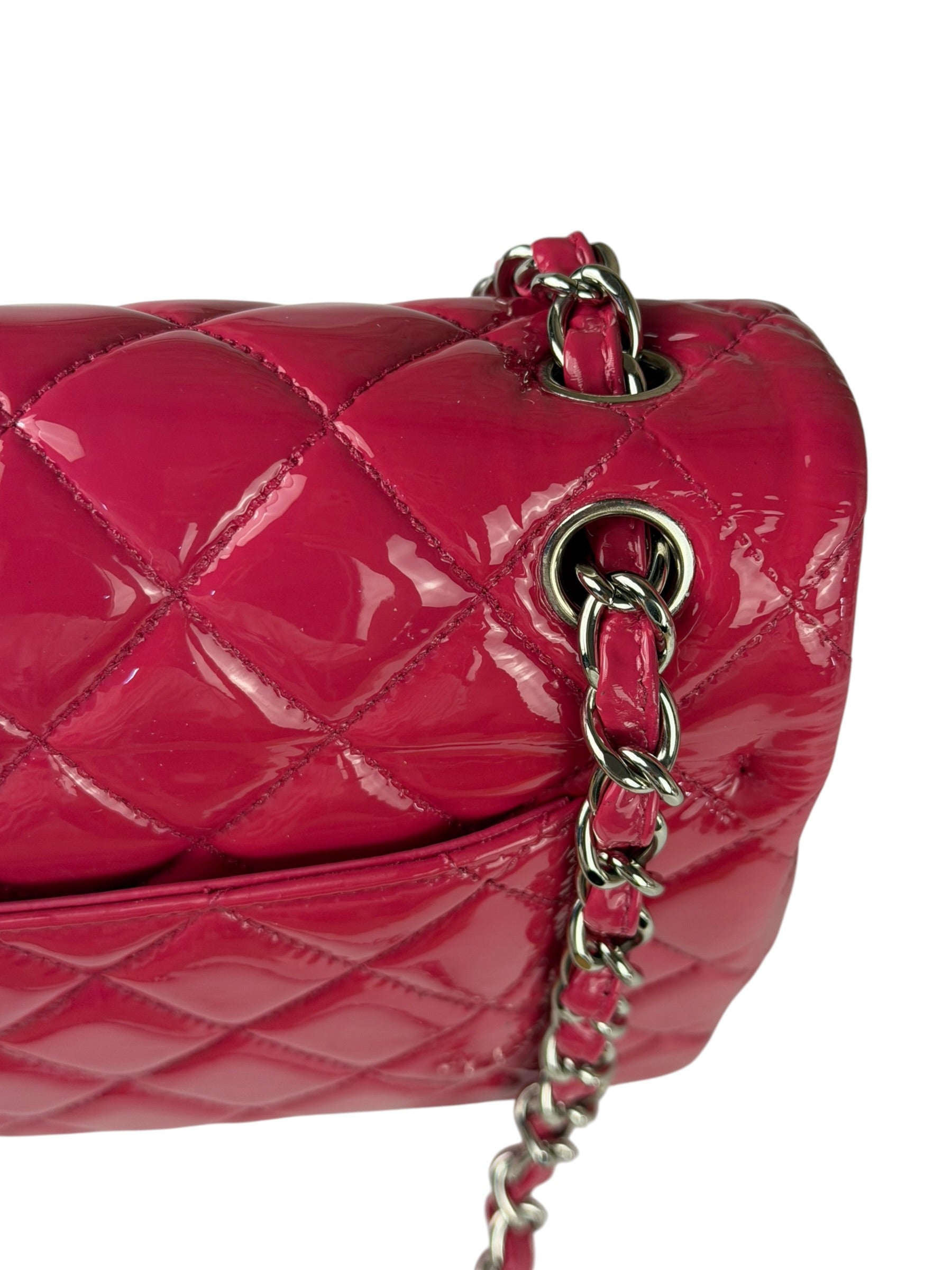 Chanel Hot Pink Large Patent Leather Double Flap Shoulder Bag 2014