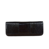Burberry Vintage Brown Leather Ribbed patent Continental Clutch Wallet