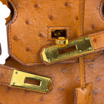 Hermes Birkin 35 Ostrich Leather Handbag Gold Hardware