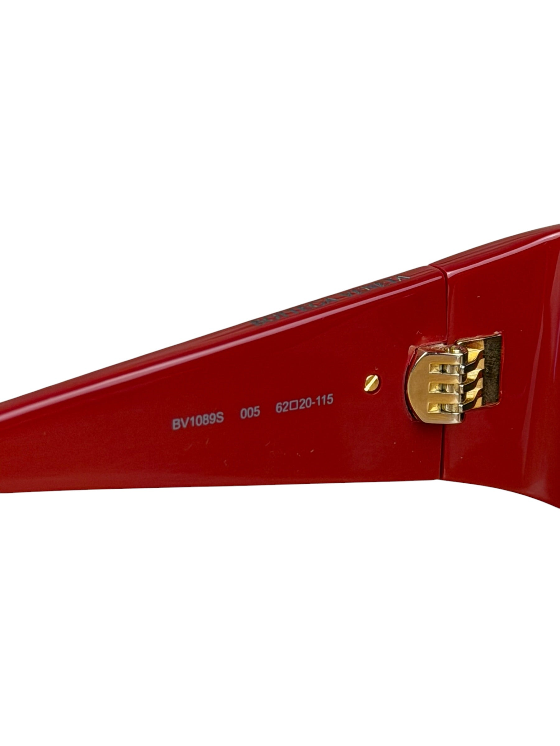Bottega Veneta Red Shield Frame Sunglasses