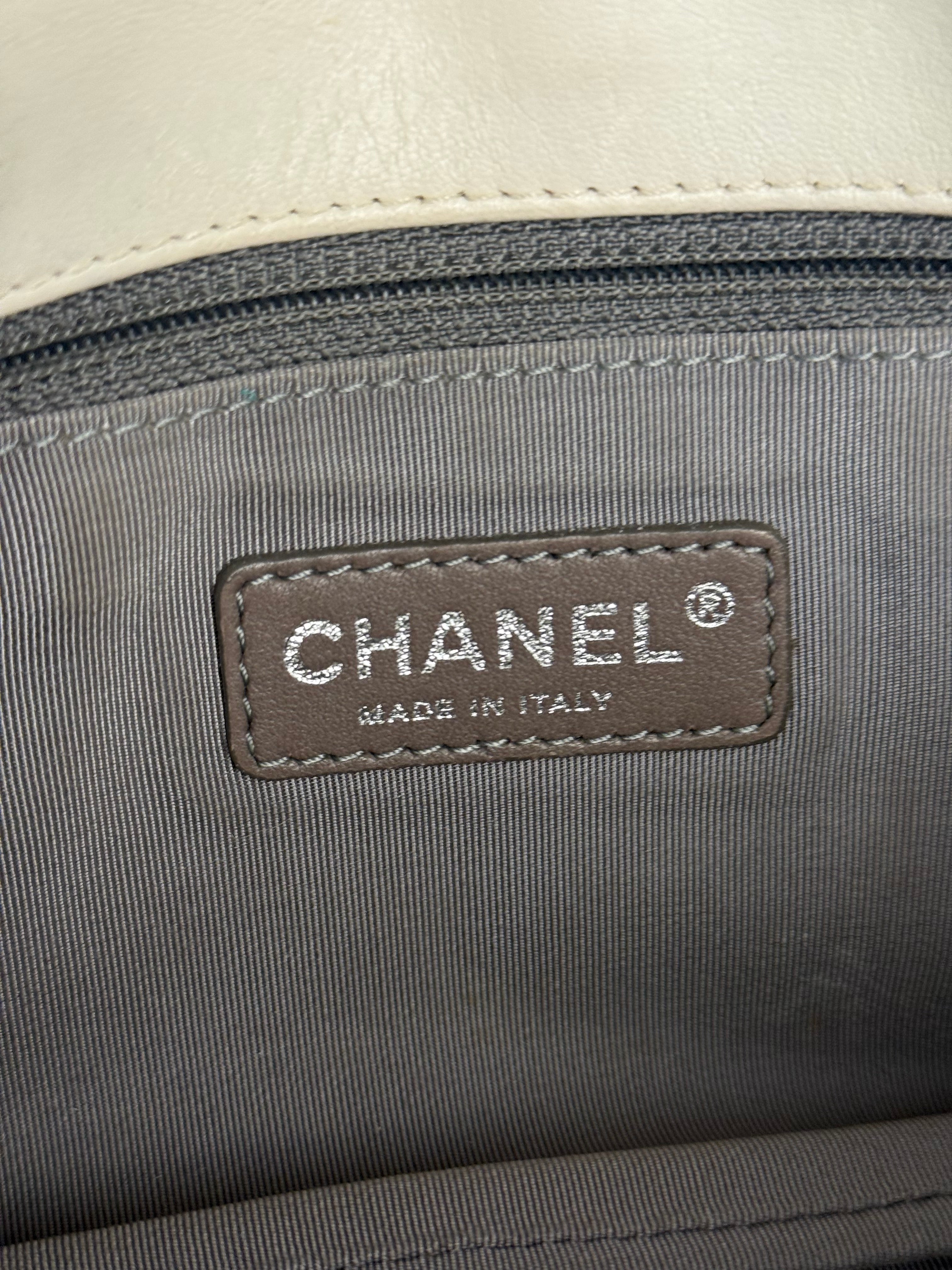 Chanel Bicolor Medium Leather Flap Bag Beige '08