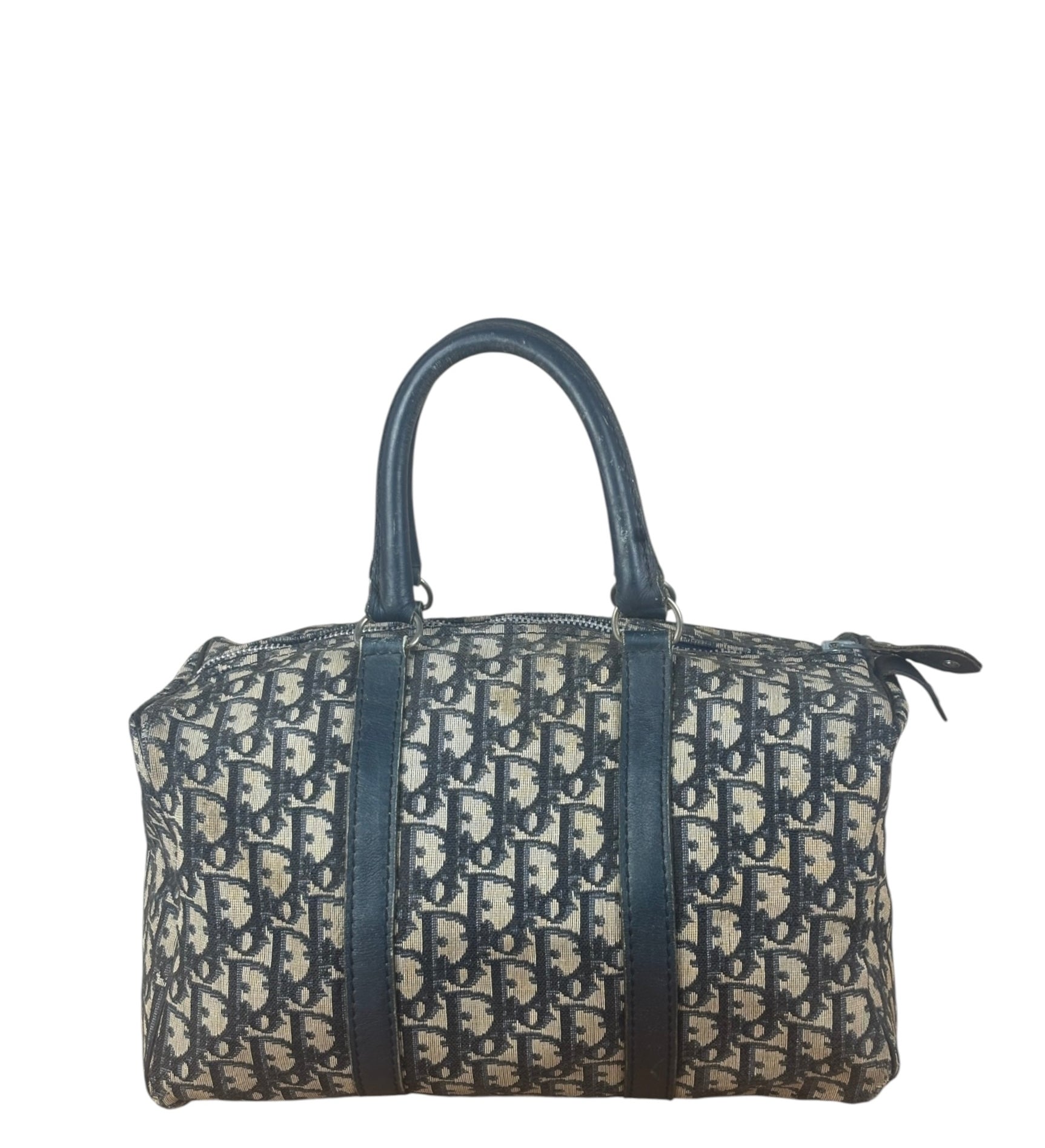 Christian Dior Vintage Navy Blue Trotter Oblique Bowling Boston Hand Bag