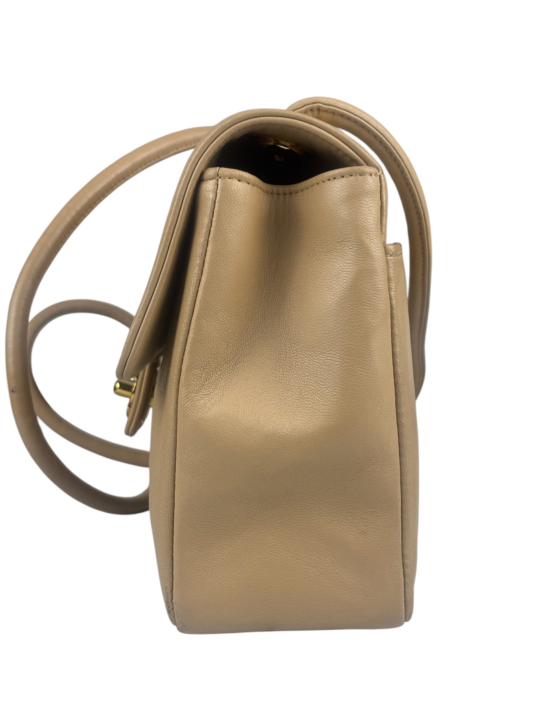 Chanel Vintage Tan Vertical Quilt Flap Shoulder Bag 1989