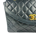 Chanel Black Quilted Lambskin Half Moon Flap 1989