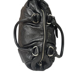 Prada Shiny Black Cervo Pleated Shoulder Bag