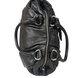 Prada Shiny Black Cervo Pleated Shoulder Bag