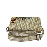 Christian Dior Trotter Flower Embroidered Flap Crossbody