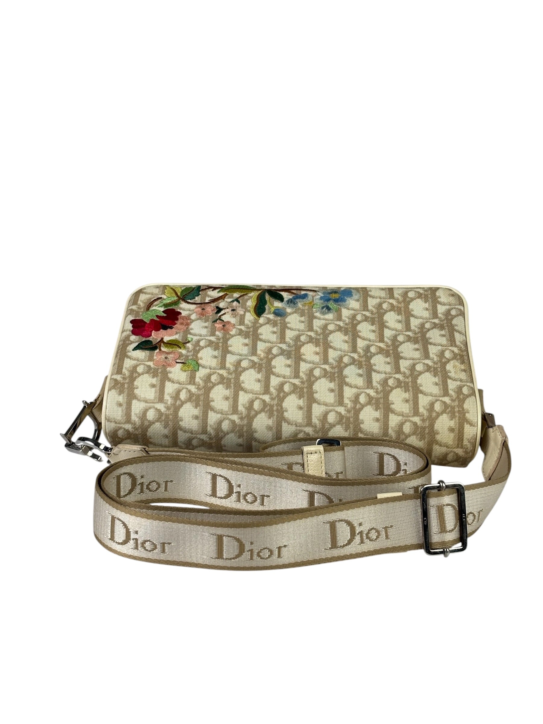 Christian Dior Trotter Flower Embroidered Flap Crossbody