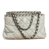 Chanel Vintage White Quilted Leather Chain Me Tote 2010