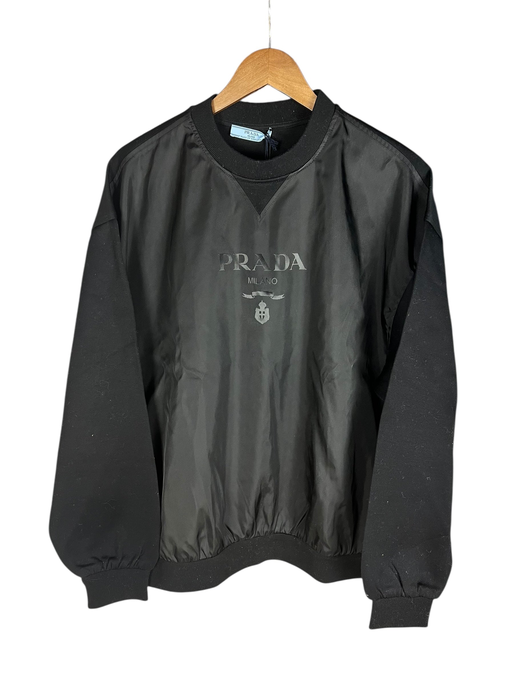 Prada Black Nylon Logo Pullover