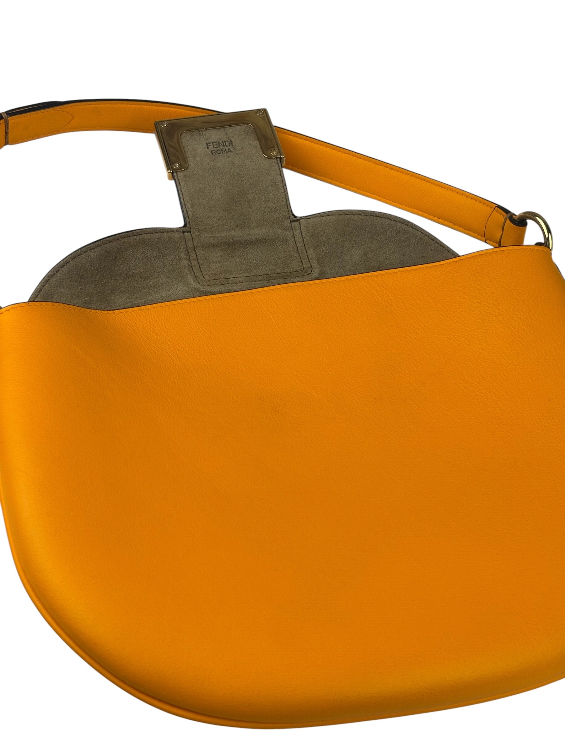 Fendi Orange Leather Small Croissant Hobo Bag