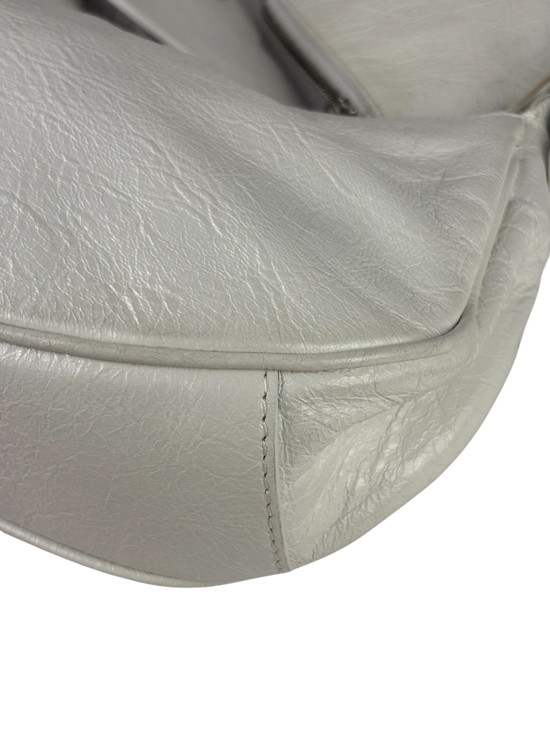 Balenciaga White Lambskin Le Cagole Shoulder Bag