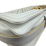 Chanel Vintage White Leather Braided Boy Shoulder Bag 1989