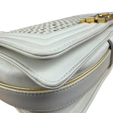 Chanel Vintage White Leather Braided Boy Shoulder Bag 1989