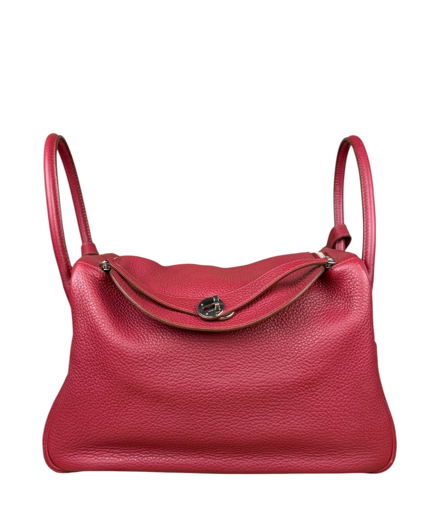 Hermes Lindy 34 Red/Fuchsia Clemence Leather Handbag 2014