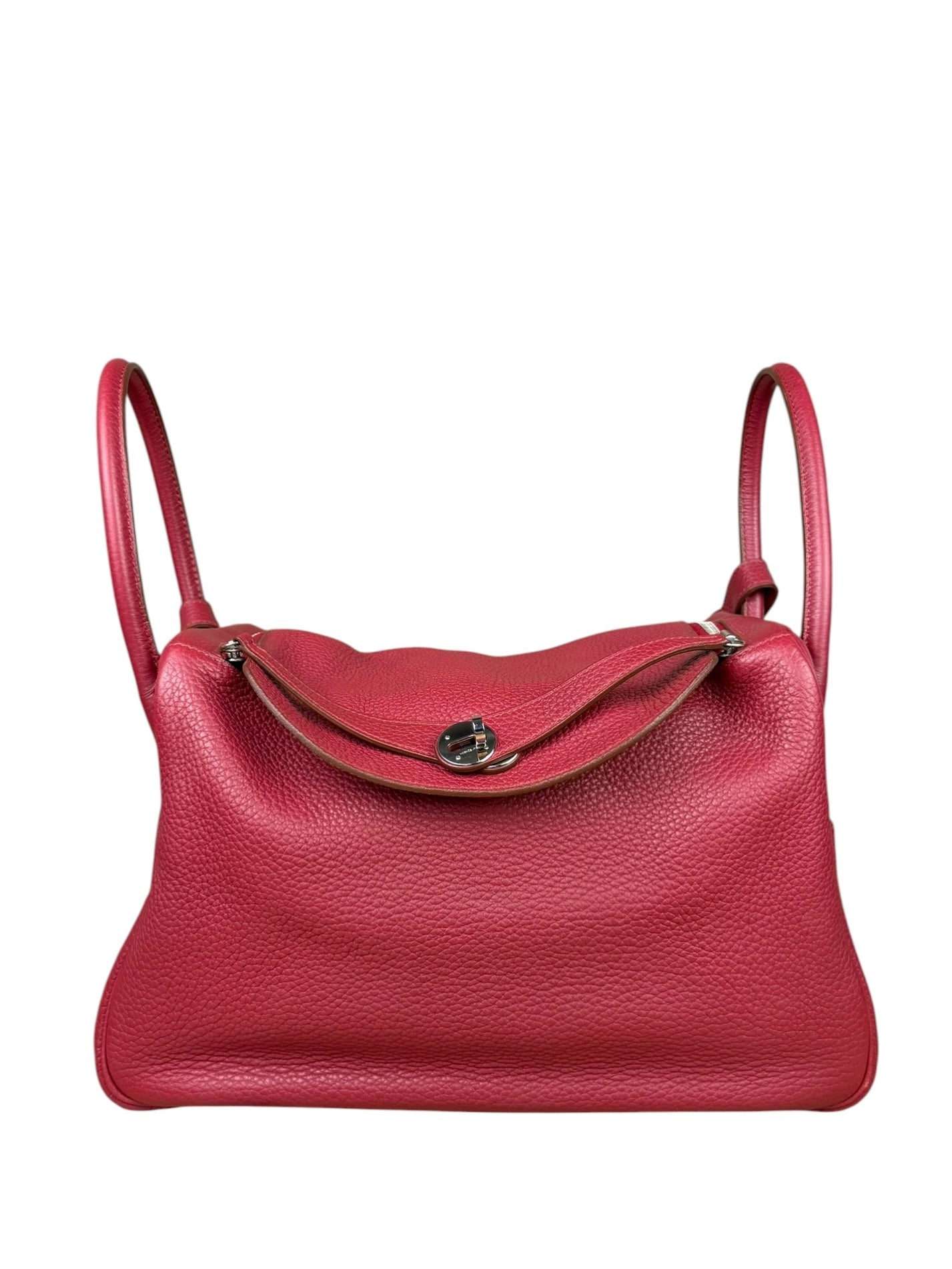 Hermes Lindy 34 Red/Fuchsia Clemence Leather Handbag 2014