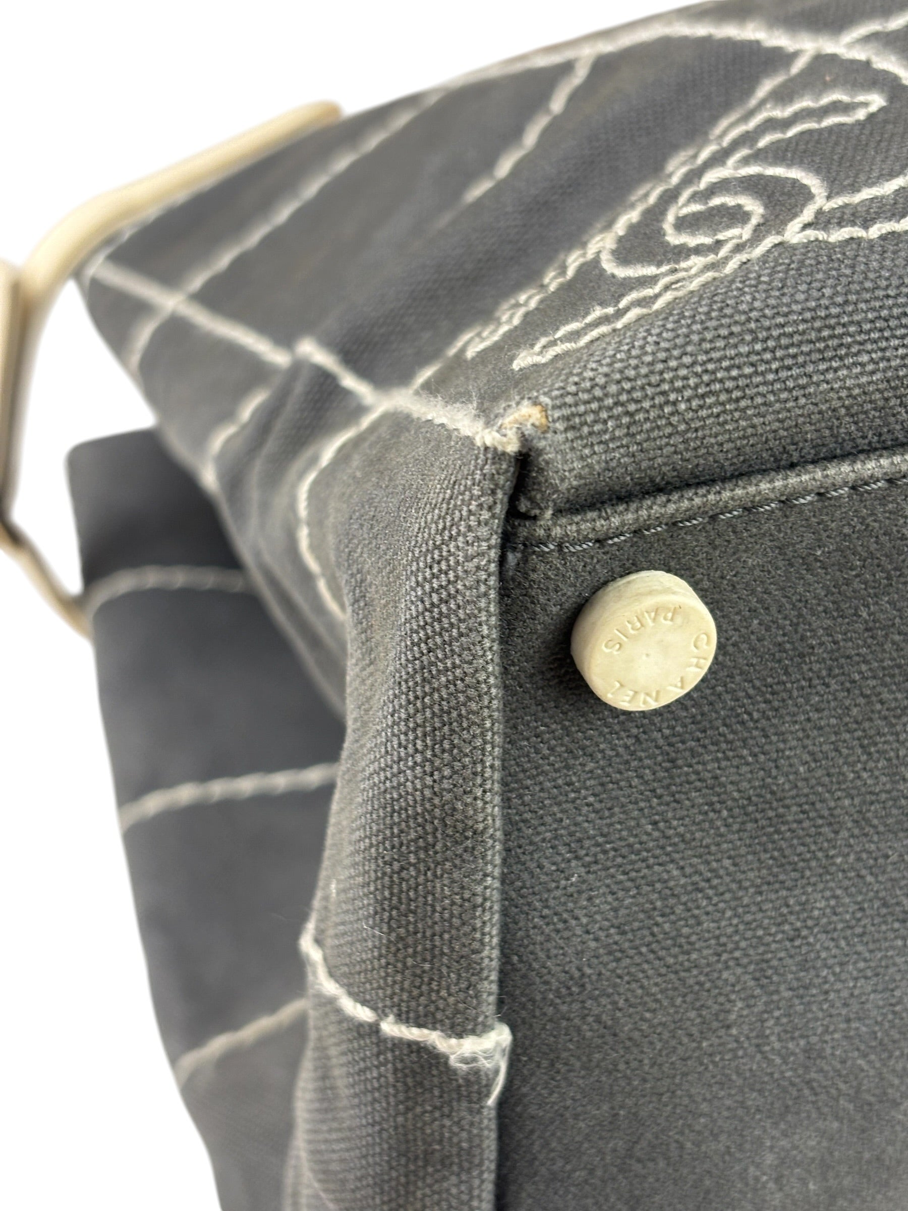 Chanel Vintage Large Square Quilt Tote Faded Black 2003