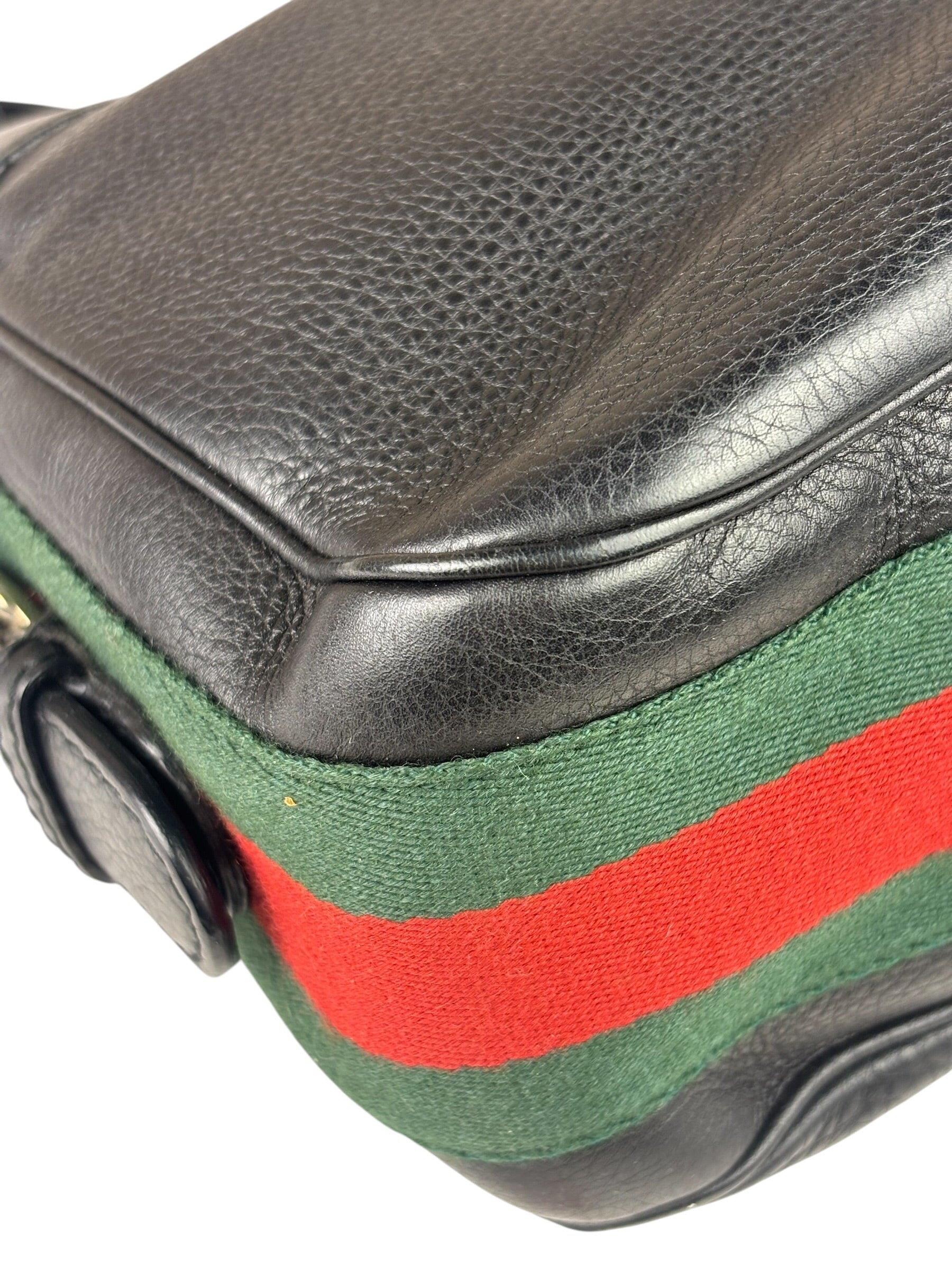 Gucci Black Leather Heritage Horsebit Hobo Bag