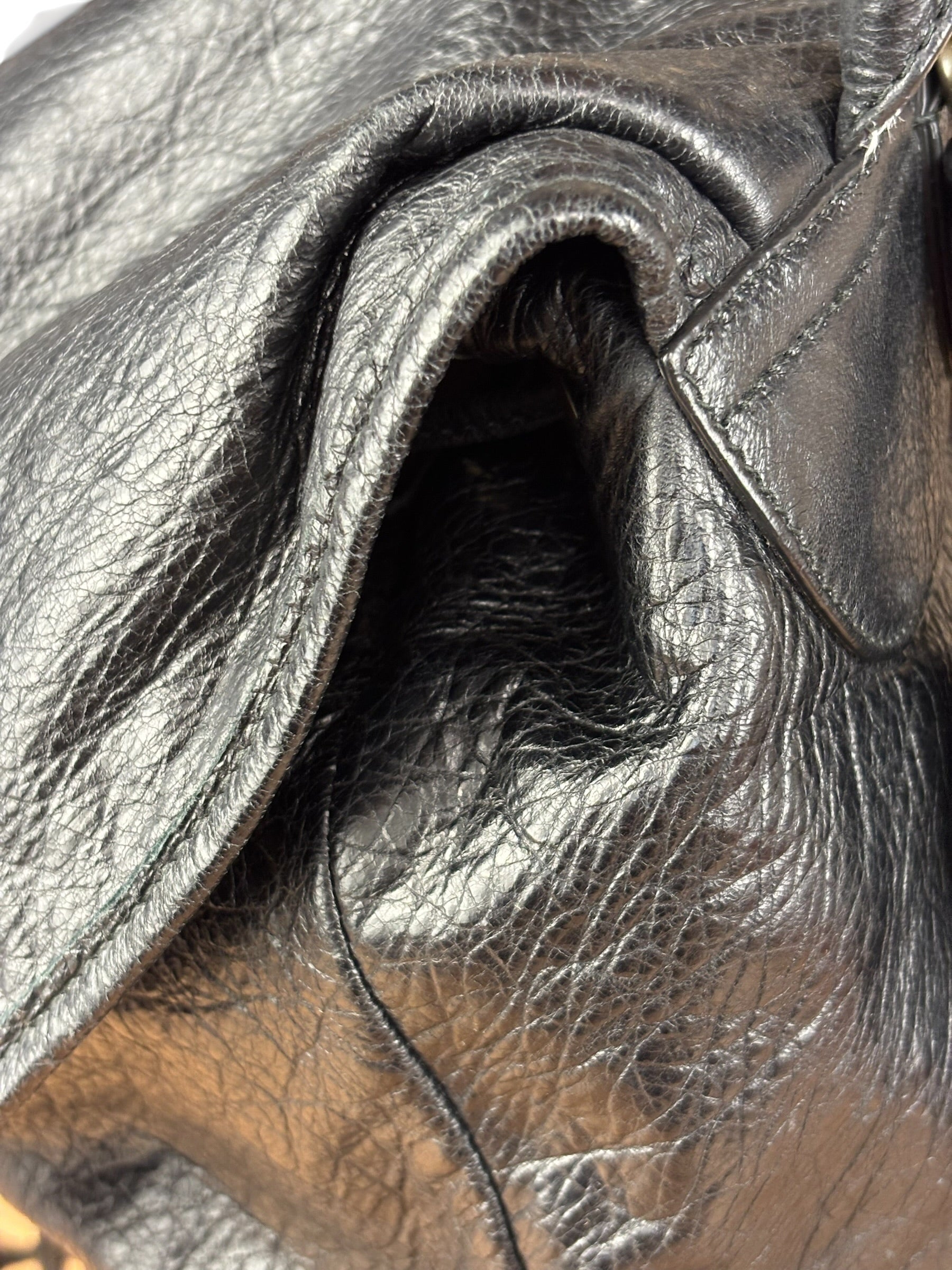 Balenciga Black Leather Classic Traveler Backpack