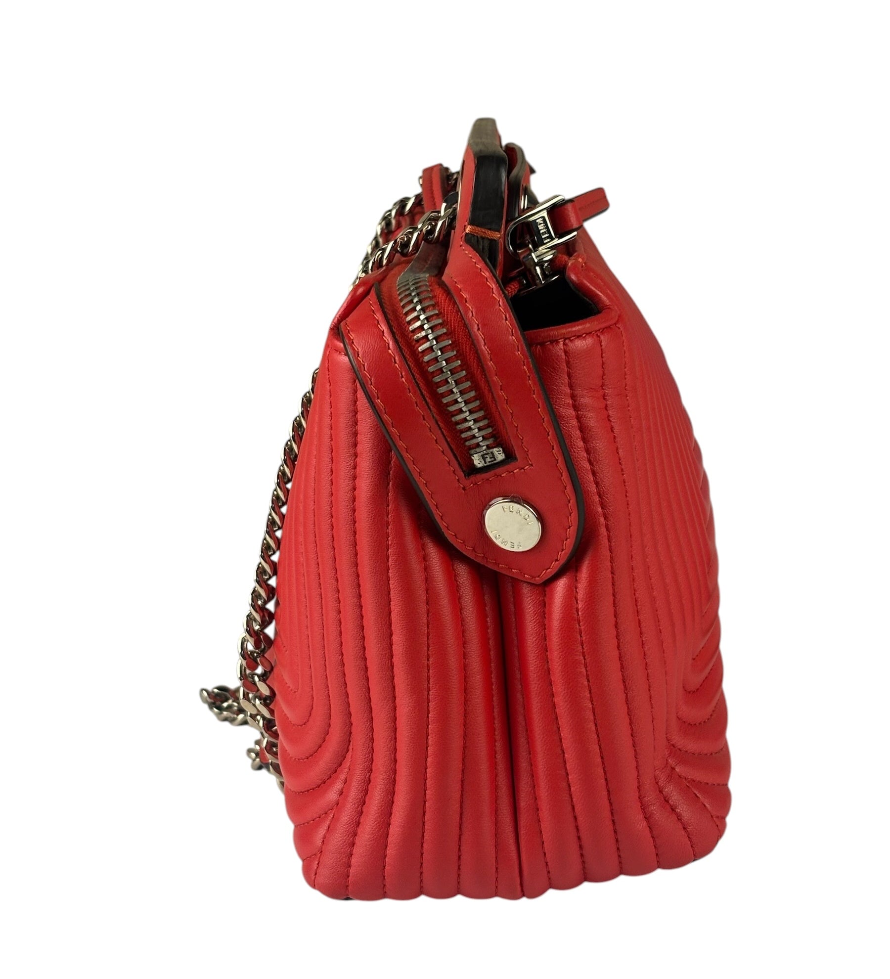 Fendi Vintage Red Calfskin Potcom Click Small Shoulder Bag
