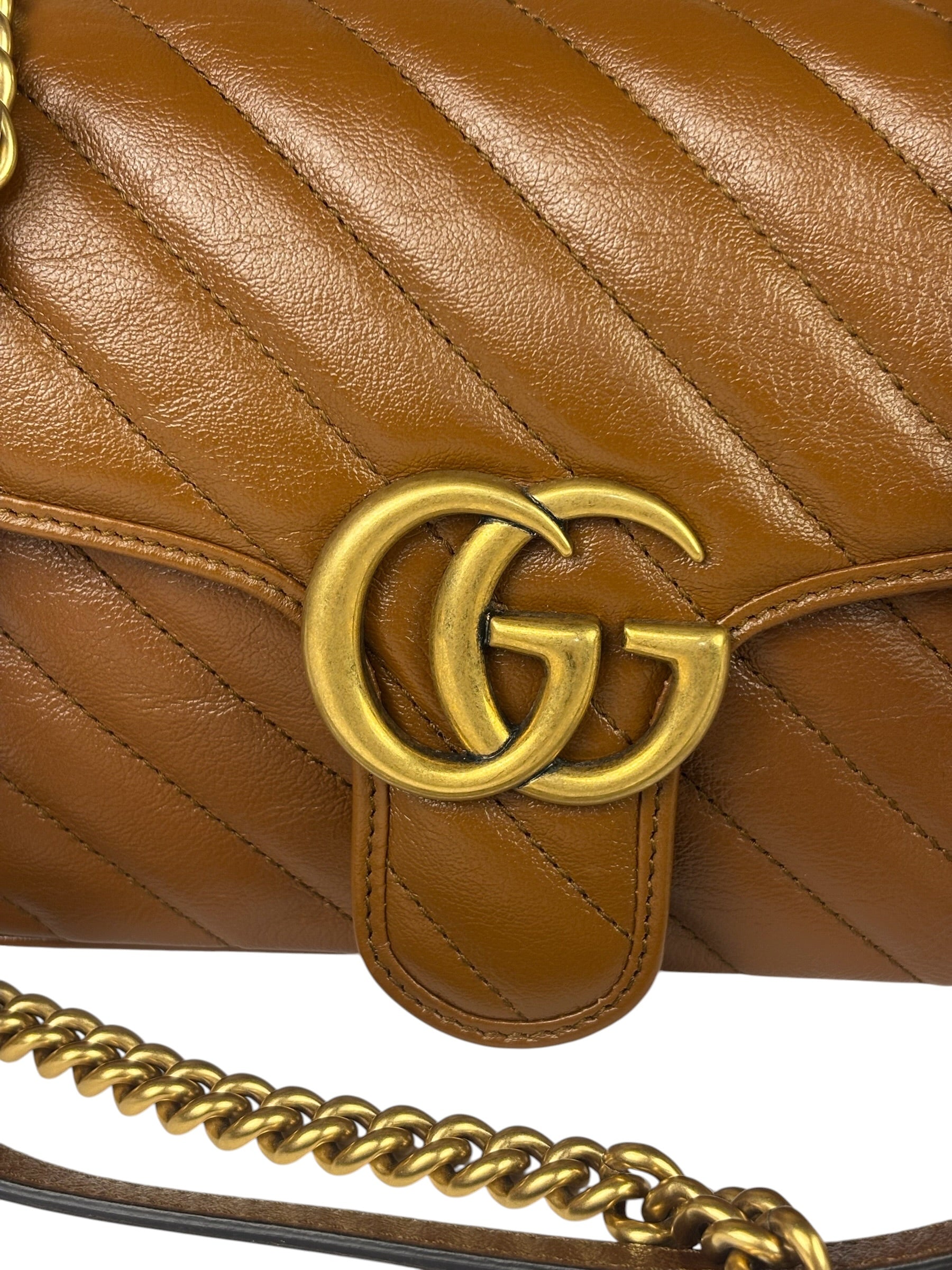 Gucci Brown Leather Marmont Shoulder Bag