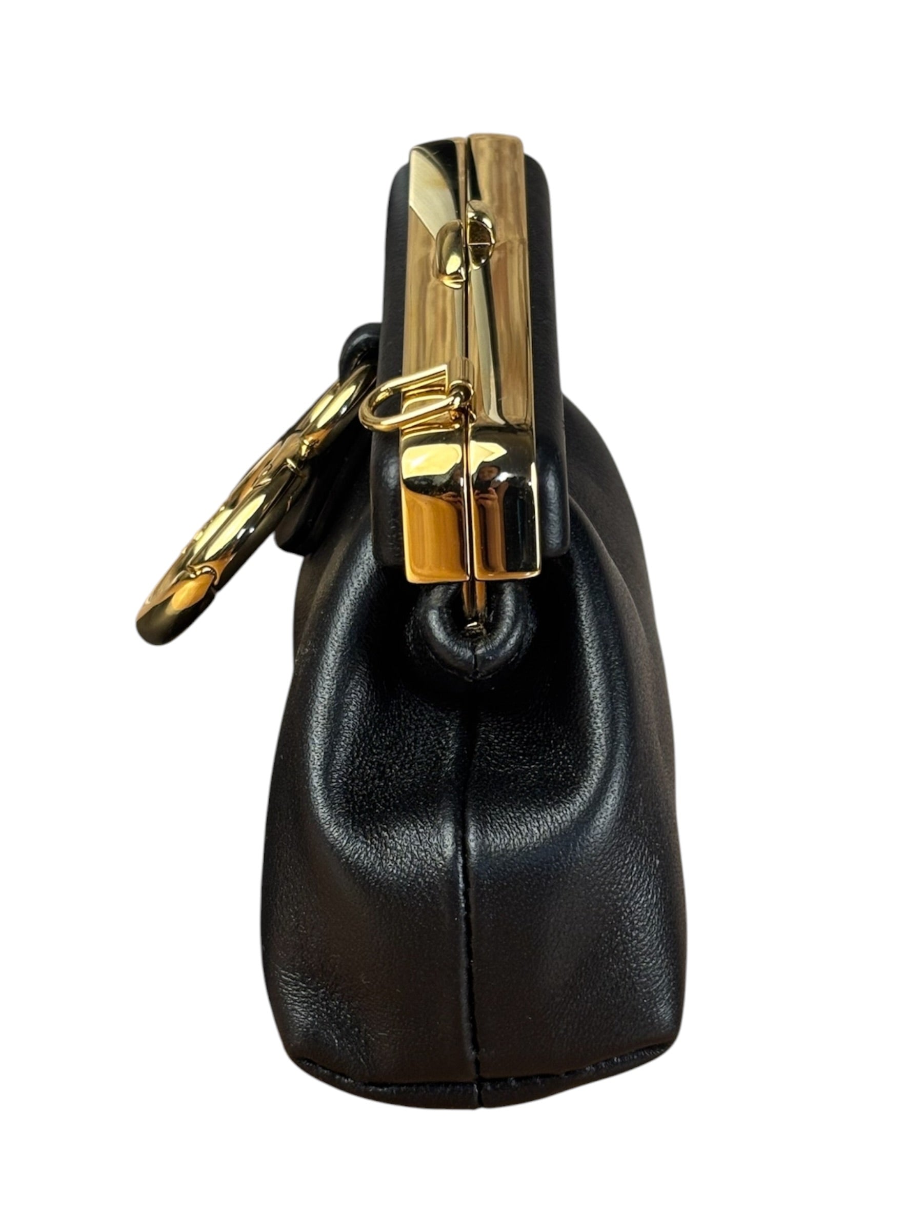 Fendi Black Leather Nano First Charm Shoulder Bag