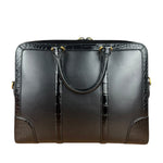 Gucci Croc-Trim Leather Briefcase