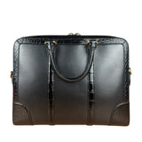 Gucci Croc-Trim Leather Briefcase