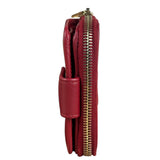 Yves Saint Laurent Red Leather Bifold Zip Mini Wallet