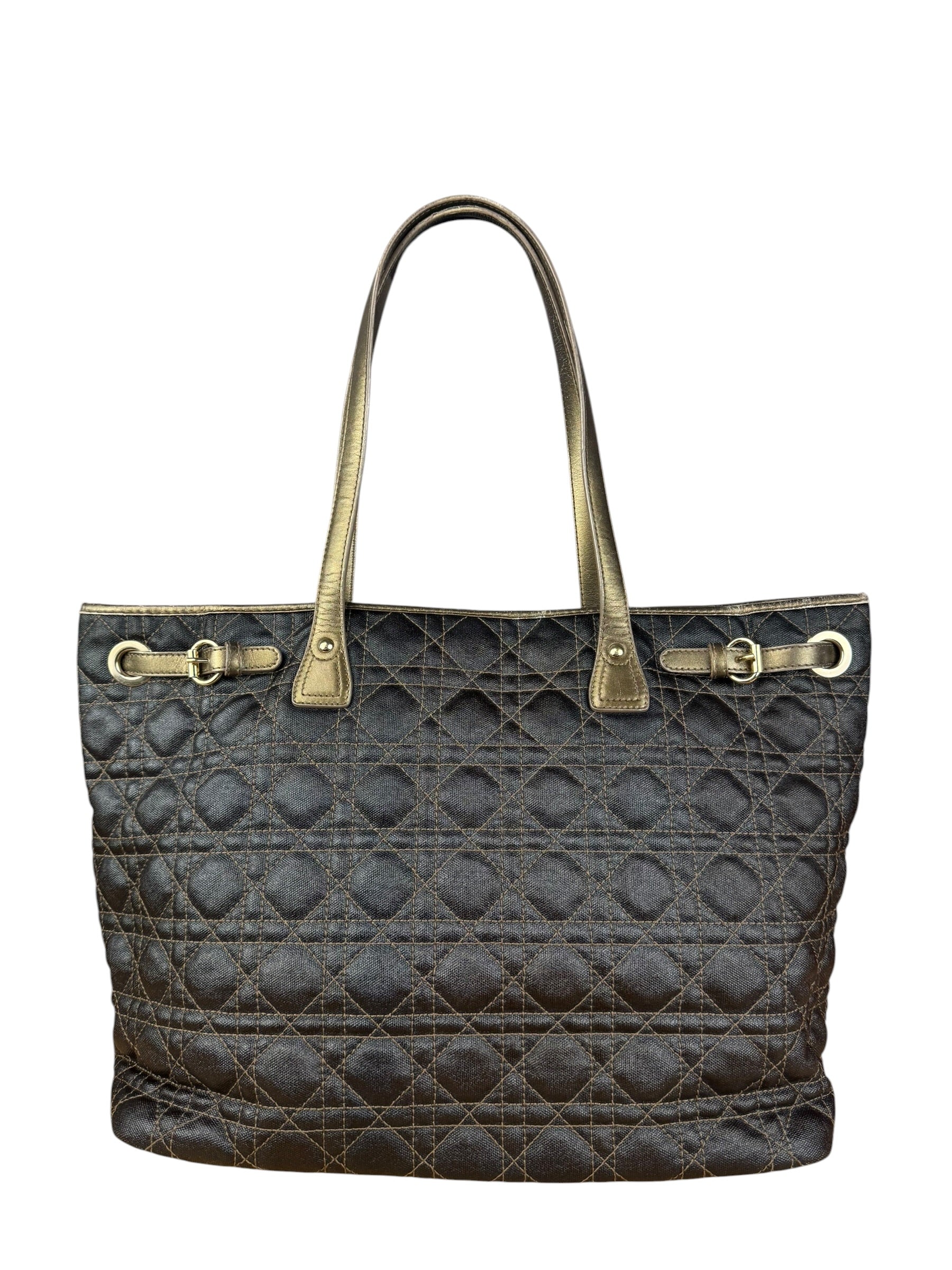 Christian Dior Cannage Quilted Panarea Tote Bag Black
