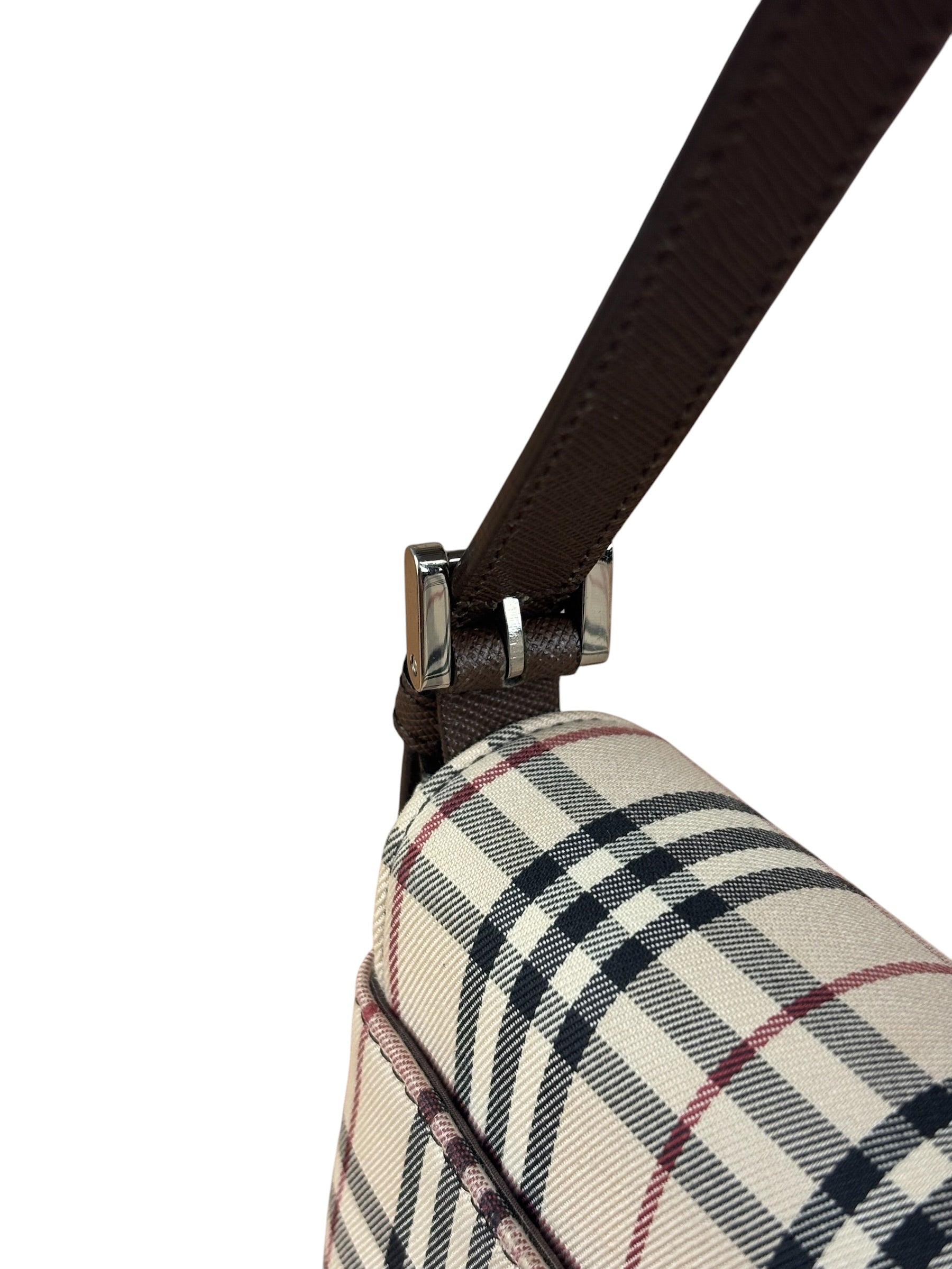 Burberry Vintage Leather Trim House Check Crossbody Flap Bag