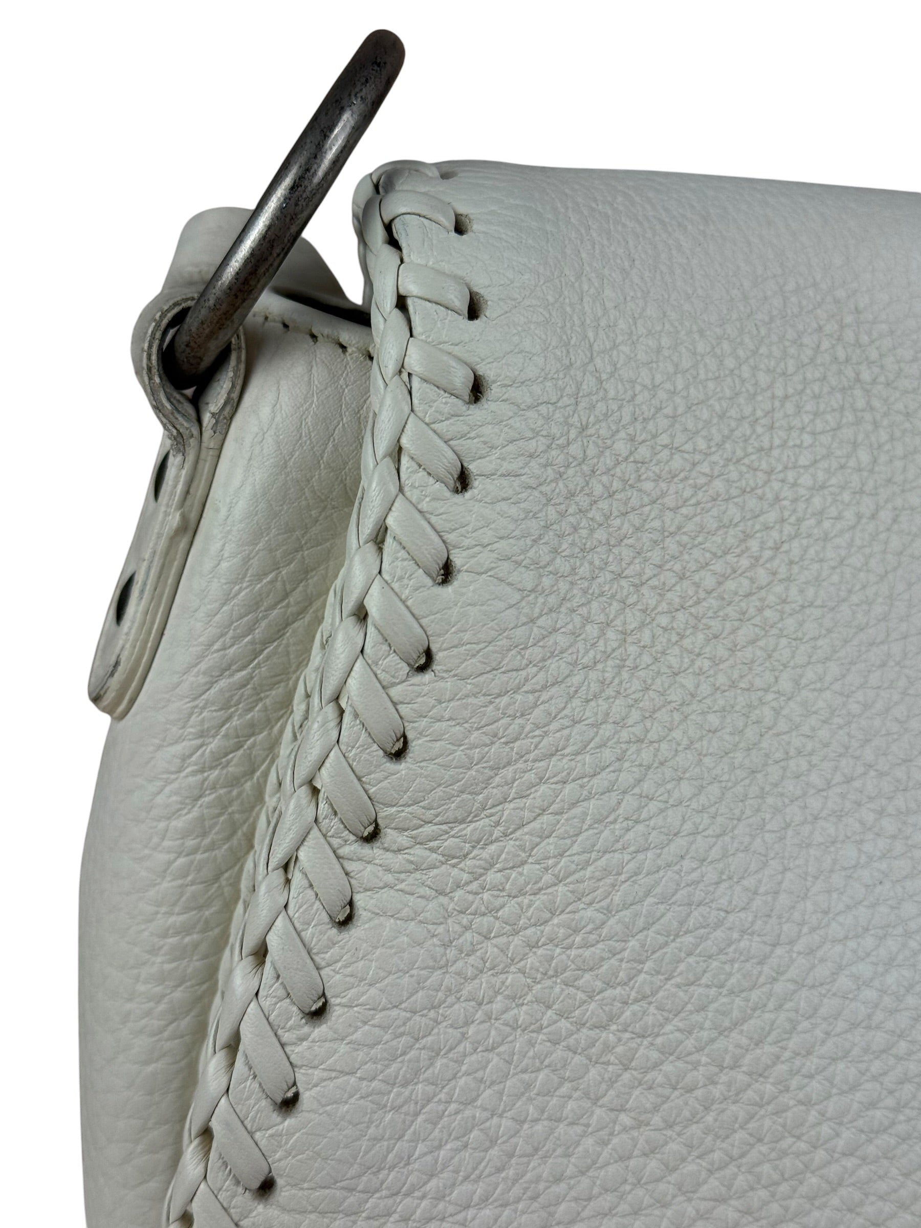 Christian Dior White Leather Gaucho Double Saddle Shoulder Bag